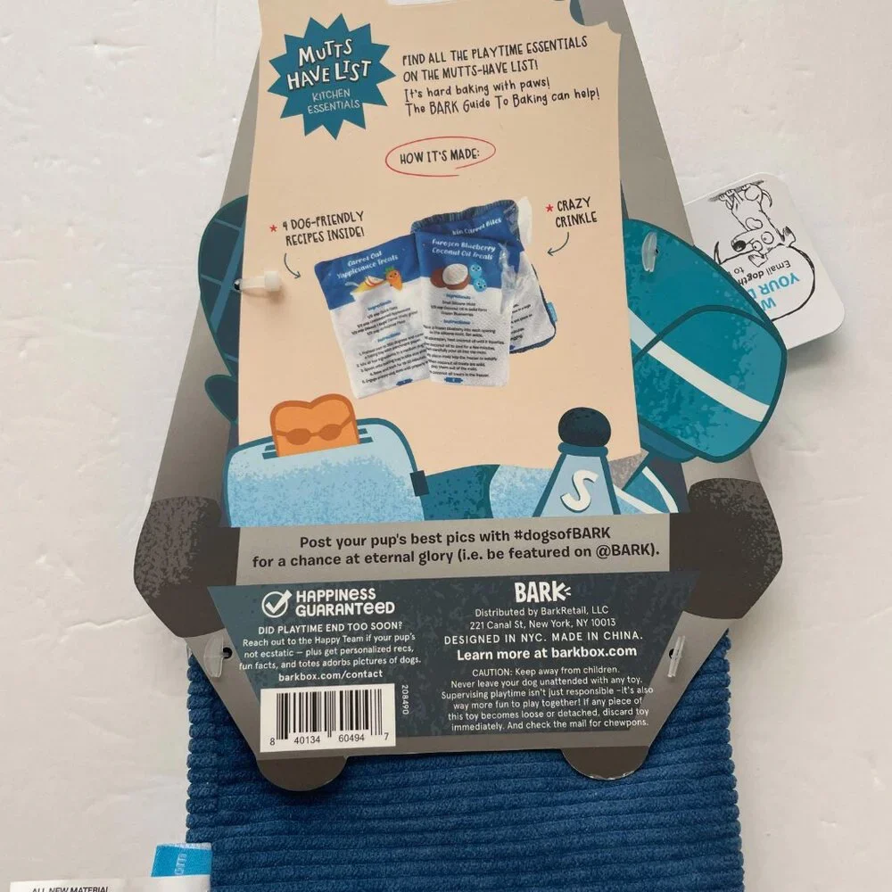 Bark Mutts Have List Kitchen Essentials Cookbook Guide To Baking Crinkle Dog Toy